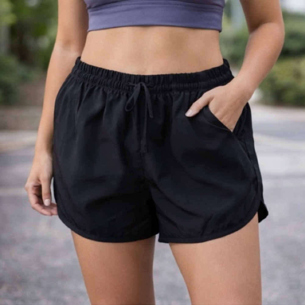 Women's Black Running Shorts XS Elastic Waist Activewear Gym Workout Athletic